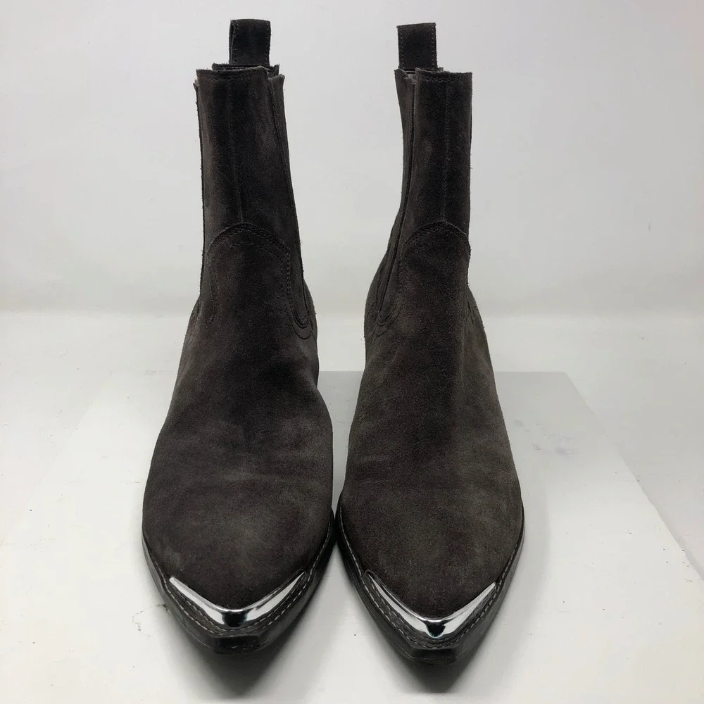 Marc Fisher LTD Boots Womens 9 Brown Suede Metal Toe Western Chelsea Cowgirl
